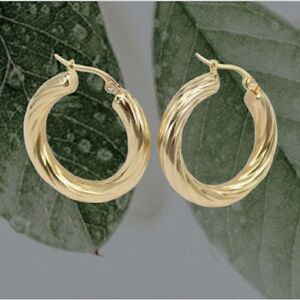 ZARA  GOLD TWISTED ROPE HOOP EARRINGS 18k GOLD PLATED